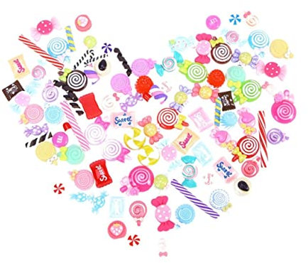 EXCEART 60stücke Teiliges Resin Charms Bunte Süßigkeiten Dekorationen Für Bastelprojekte Scrapbooking Mobiltelefone Und Mehr