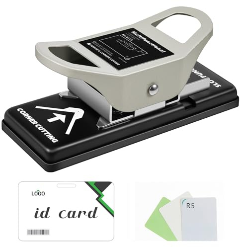 Engrowtic 2-in-1-Lochstanzer für Ausweise, 3 x 13 mm & R5 | Doppelter Verwendungszweck Handschlitz Flachlochstanzer, DIY Eckenabrunder Stanzwerkzeug, für PVC-ID-Karte, Namensschild