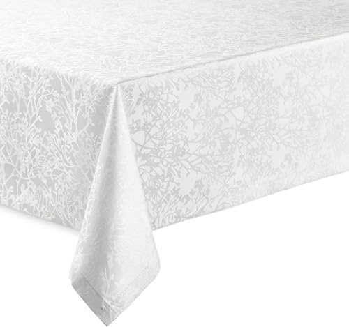 Hochwertige Tischdecke mit Saumrand Harmony Weiß Oval 135 x 180 cm pflegeleicht