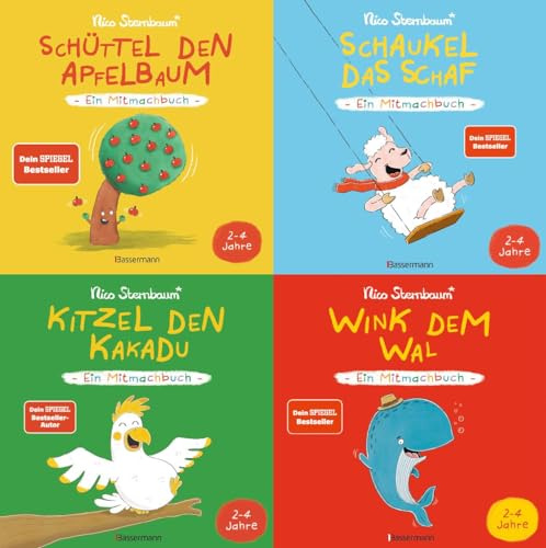 Schüttel den Baum / Schaukel das Schaf / Kitzel den Kakadu / Wink dem Wal + 1 exklusives Postkartenset
