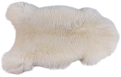KABAJA Lammfell Echt - Teppich Flauschig - Natürliche Schaffell Weiß 90-100 cm - Deko Wohnzimmer Fell Decken - Weich Schaffelldecke - Schlafzimmer Lammfelle - Naturfell