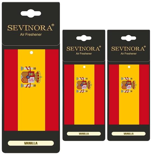 3x Duftbaum Auto Flagge Spanien Lufterfrischer Vanille Autoduft Parfüm mit Vanille Duft Innenraum Tuning Deko Car Air Freshener Fußball Spain (Spanien)