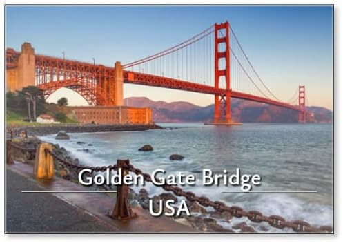 Kühlschrankmagnet San Francisco. Bild der Golden Gate Bridge in San Francisco, Kalifornien bei Sonnenaufgang