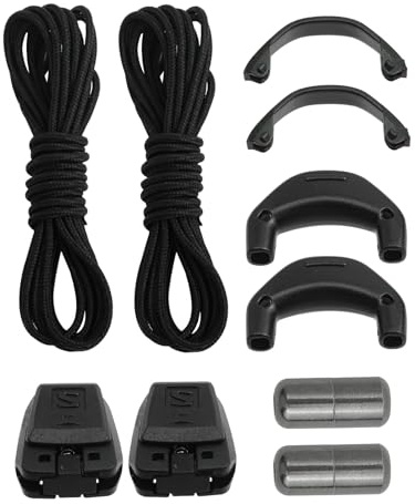 Teuena Kit de Cordones para Salomon Speedcross Cordones Redondos Sin Nudos, 140 cm, Compatible con Zapatos y Botas de Esquí Salomon, Sistema Quicklace Kit Completo, Negros