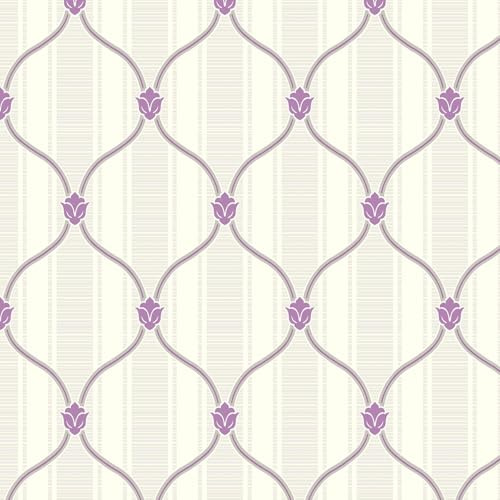 Floral Trellis Lilac Wallpaper - Stylish Classic Traditional Design - Acrylic Coated Trendy Feature Wall
