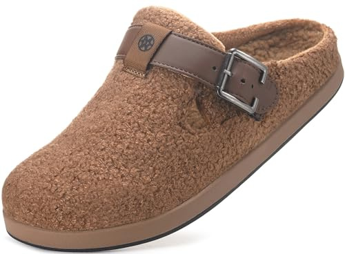Sisttke Gefütterte Clogs Hausschuhe Damen Herren Winter | Flauschiges Plüsch futter,Polar Fleece,Bequeme,Wärme,Rutschfest,Haus Pantoletten,Gartenschuhe,Schlappen,drinnen draußen