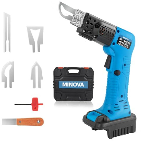 MINOVA Cordless Air Cooling Pro Electric Hot Knife Kit, Bare Machine 4 Blades Fabric Cutter & Rope Cutting Tool with Heavy-Duty Case & Battery Adapter compatible with MWK Battery Not Included