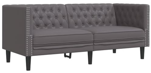 vidaXL Chesterfield-Sofa 2-Sitzer Grau Kunstleder
