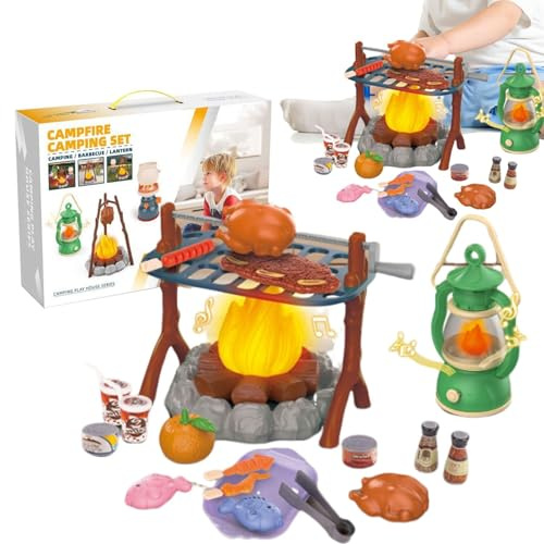 Husoiuy Ensemble De De Camping pour en-fants | Ensemble De Feu De Camp en Plein Air | Cuisine De Jeu, Équipement De Camping - Créatifs Et Éducatifs pour en-fants De 3 À 6 Ans, Filles Et Garçons