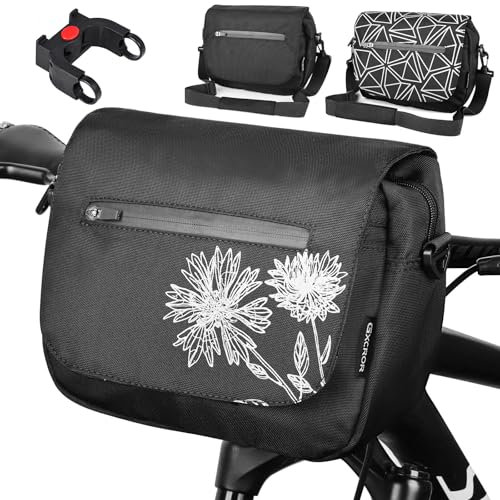 GXCROR Lenkertasche Fahrrad 5L mit Adapter, Handyhalterung, Trageschultergurt, Blitzschnell Abnehmbar, Wasserabweisende fahrradtasche Lenker, Für Stadtpendler, Reisen