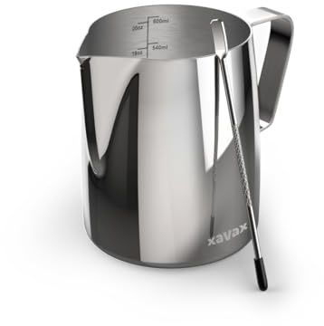 Pot à lait barista avec stylo à latte art, acier inox., 600ml, argenté