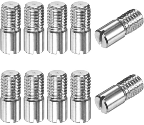 M METERXITY 10-Pack M10 x 25mm Slotted Cylindrical Pin Dowel, 304 Stainless Steel External Thread Locating Dowel Parallel Pins for Metal Devices/Wooden Projects [Silver Tone]