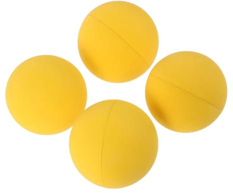 TOBBOMEY 4 Stück Gummi Schlägerbälle Hohe Elastizität Hohl Gelb Trainingsball Für Anfänger Rebound Übungen Kompakt Für Sport Und Kinder
