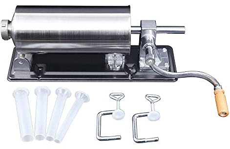 Poussoir à Saucisses,Remplisseur professionnel de saucisses en acier inoxydable + quatre tubes de remplissage| Presse à saucisses, machine à saucisses avec boîte de vitessesHorizontale (3,6 L)