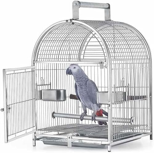 Papageienkäfig aus Schmiedeeisen, Edelstahl, atmungsaktive Transportbox für kleine Vögel, ideal für Finken und Lovebird