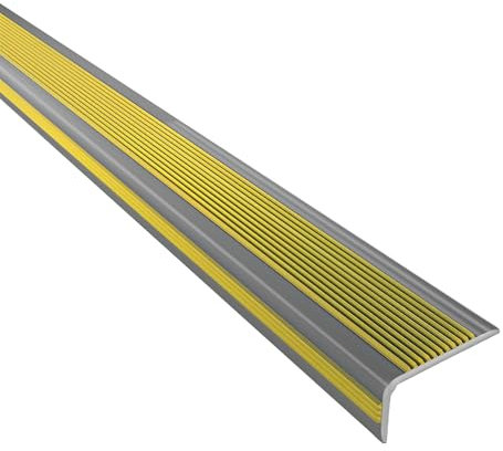 ZIHQRgE Treppenkantenprofil Selbstklebend PVC Kunststoff Treppen-Kantenschutz L-Form Winkelprofil Anti-Rutsch Treppenkante(Yellow,32.8 ft/1000 cm)