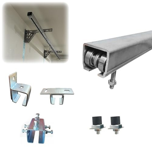 binario per porta scorrevole Kit ferramenta per porta scorrevoles bypass, guida per portas scorrevole ad alta resistenza e rulli di montaggio per carrello a 4 ruote, set di binari(Roller,750cm)