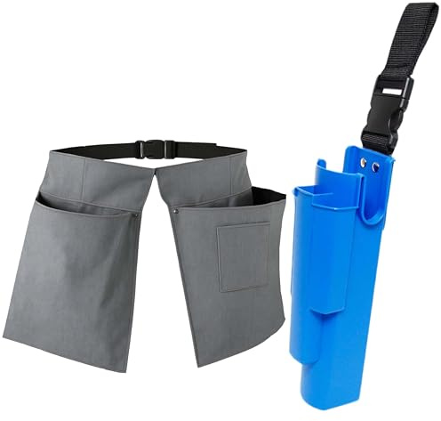 Bayersan Quick Release Bucket on Belt with Dual Pouch – Window Cleaning Tool Holder for Professionals – Lightweight & Durable Accessory – Royal Blue (Blue/Grey)