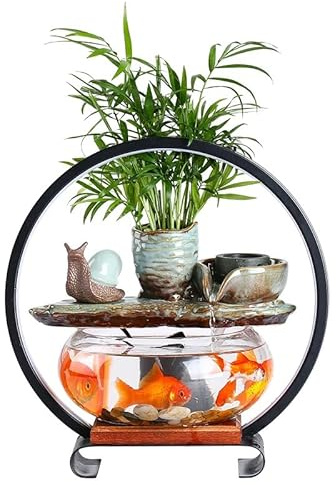 Fontane a Cascata da Tavolo Fontana da tavolo creativa con ornamenti d'acqua fluente anello luminoso, fontana, paesaggio, Feng Shui, soggiorno, ufficio, decorazioni for la scrivania
