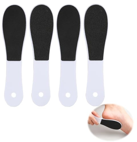 4 PCS Double-Sided Foot Files, Footfile, Professional Foot File, Scrubber, Premium Foot Rasp Set for Dead Skin Removal and Callus Scrubbing, Lightweight and Easy to Use for Smooth, Soft Feet (White)