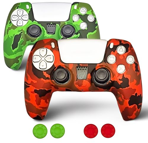 2 Play Pack 2 Fundas Mando PS5 - Camuflaje con Grips de Precisión - Carcasa Protectora Antideslizante de Silicona para mandos PS5