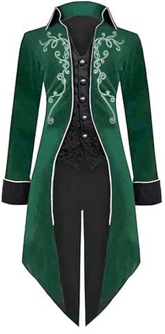 Herren Steampunk Kleidung Mittelalter Frack Gothic Retro Gehrock Renaissance Viktorianischen Vintage Mantel Karneval Cosplay Club Fasching Party Uniform Halloween Jacke für Erwachsene