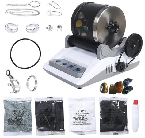 Machine à Facetter, Rock Polisher Tumbler Kit et adultes Rotary Stone Cadeau for Enfants Géologie Passe-temps