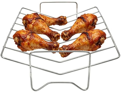Chdnhe Bratenständer Edelstahl V-Form Grillgestell für Braten & Geflügel, 21×28.7×8cm Fleischhalter für Backofen, Smoker & Gasgrill, Hitzebeständig & Spülmaschinenfest für Saftiges Grillguts