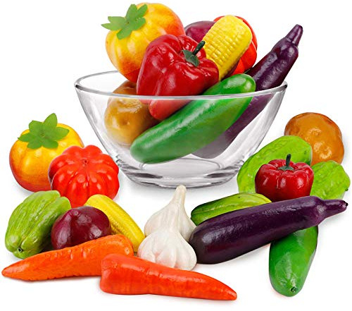 Liberty Imports 24 PCS Realistic Artificial Fake Vegetables Lifelike Decorative Foam Food Set Faux Veggies for Home, Kitchen, Decor Set Photo Props
