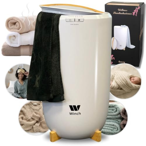 Winch Scaldasalviette Benessere, Scaldasalviette Elettrico 20L in Piedi con Funzione Timer e Termostato Un Solo Pulsante Scaldasalviette Senza Forare Mobili Spa, per Accappatoio, Asciugamano, Pigiama