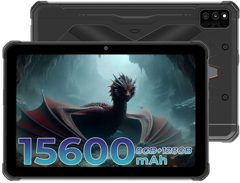 HOTWAV Tablet R6 Pro Outdoor : tablet rugged Android 12 Octa Core 10,1 pollici HD+ 15600 mAh PC, 8 GB RAM + 128 GB ROM + 1 TB espandibile, IP68 impermeabile 16 MP telecamere – WIFI/4G Dual SIM/Face ID