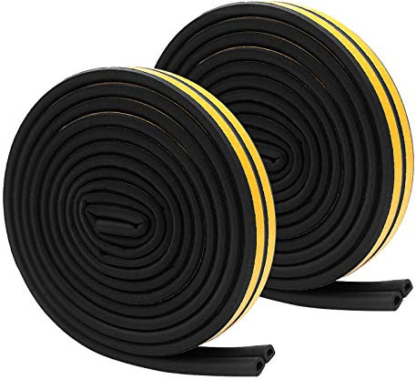 Cinvo Weather Stripping Pack of 2 Door Self Adhesive Window Seal Foam Strip for Soundproofing Collision Avoidance Insulation Gap Blocker Preventing Cold Wind for Doors and Windows(33Feet Long, Black)