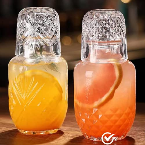 Mfacoy Ensemble carafe et verre d'eau de chevet, carafe vintage en verre avec tasse