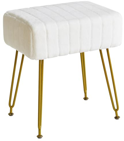 IBUYKE Tabouret de vanité Maquillage Repose-Pieds en Velours Blanc L/G-51W