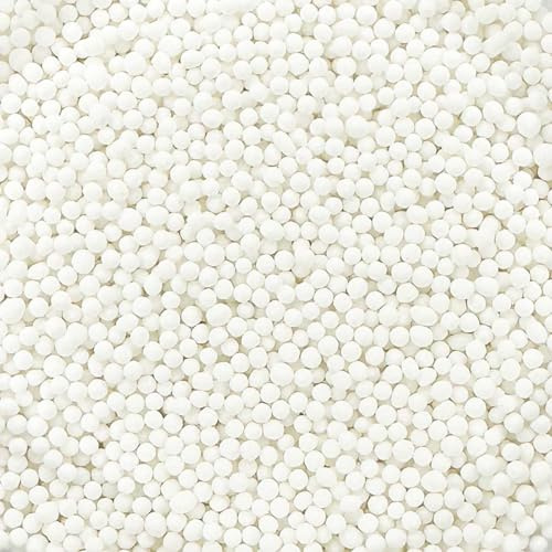 A Pinch Of - 100s and 1000s - White Cake Topper Sprinkles - 30g Edible Matt Ball Cupcake Decorations - Weddings, Christenings & Parties