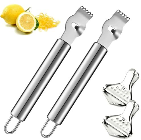 2 Stück Zestenreißer, 2 Zitronenclips, Käsereibe, Reibe, Orangenschäler, Reibe Edelstahl, Zestenreißer, Küchenreibe, Reibe, Muskatreibe, Zitronenreibe, Zester Reibe, Zestenreibe, Zestenschneider