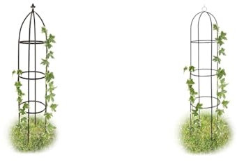 Relaxdays Rankhilfe Obelisk Metall 190 cm & Rankobelisk beschichtetes Metall 190 cm, witterungsbeständige Garten Rankhilfe für Rosen und Blumen, grün