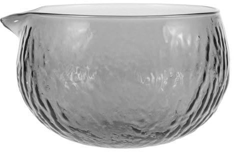Amosfun Japanese Matcha Glass Tea Bowl Pour Spout Black Hammered Glass Matcha Mixing Cup Kung Fu Tea Bowl