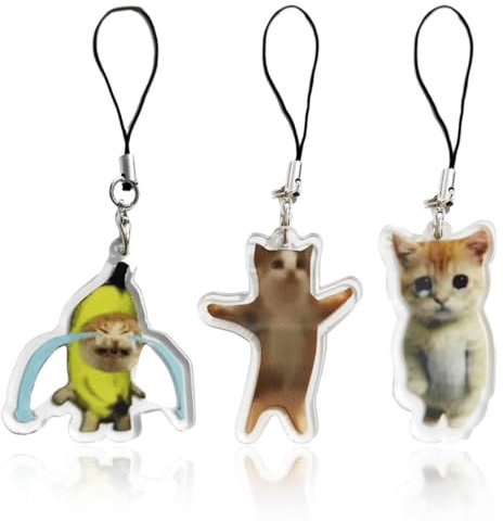 COYUN 3 Dragonne Telephone Portable, DrôLe De Chat, Pour TéLéPhone Portable, Clé Usb, Lecteur Mp3, Mp4, Mini-Appareil Photo