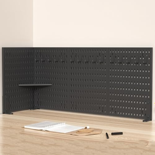 Stecktafel zum Festklemmen für Büro, mit Schreibtischregal und Display-Zubehör für Gaming und Heimbüro, ohne Bohren, Schwarz, 120 x 40 cm