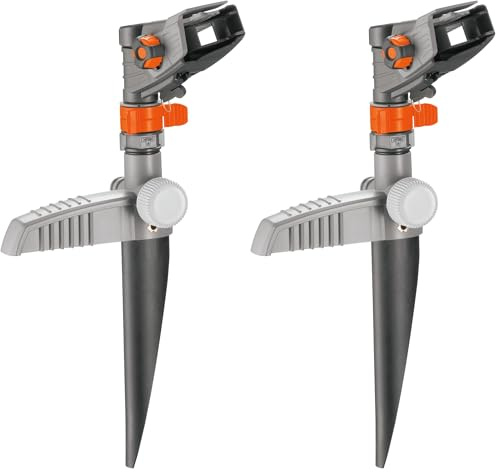GARDENA Aspersor por pulsos, Circular y Sectorial Comfort (con pincho): aspersor para regar Superficies Grandes de 75 a 490 m², Ajuste Continuo del Alcance hasta 12,5 m (8141-20) (Paquete de 2)
