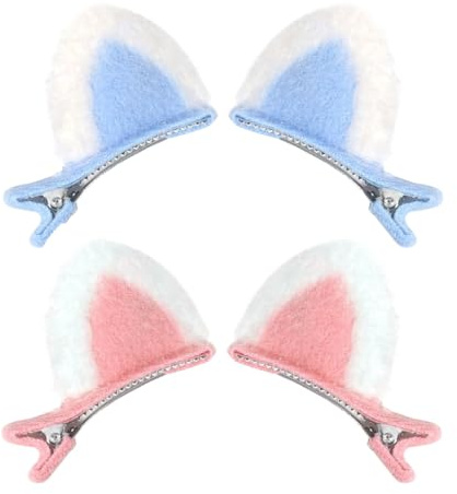 KEQAR Clips pour bébés filles, 2 paires, adorables barrettes à oreilles de chat, pinces à cheveux brillants, parfaites pour cosplay, Halloween et usage quotidien, barrettes bambin coiffe