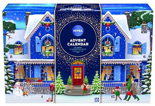 NIVEA Advent Calendar 2025 (24 Products), Women’s Gift Set, Includes Moisturiser, Face Masks, Lip Balms, Body Cream, Shower Gel, Anti-Perspirant and More, Complete Skincare Set