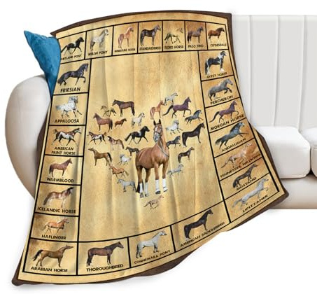 Tijuboni Horses Throw Blanket Horse Gifts for Girls Boys Women Men Kids Adults Soft Flannel Fleece Blanket for Couch Sofa ​Bed Home Decor 40x50