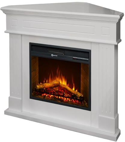 Camino elettrico caminetto da terra ad angolo FORD Bianco L110 x P63 x H102