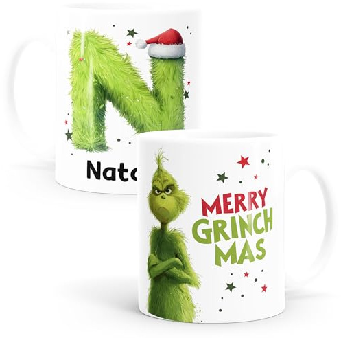 SpecialMe® Tasse Weihnachten Monogramm Wunschname Spruch Merry Xmas Tasse personalisierte Geschenke Weihnachtsmuffel Weiss standard