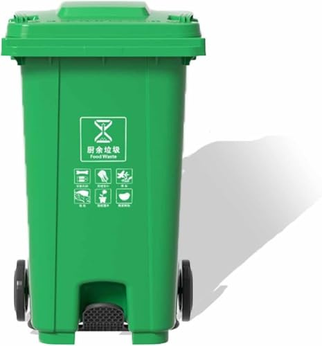 Contenedor Basura Exteriores Comercial Alta Resistencia Uso En Equipado Ruedas Resistentes Desgaste Asa Cómoda(Green,240L)