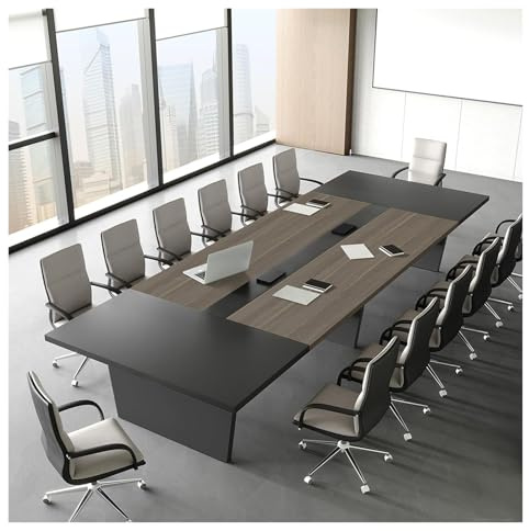 Konferenztisch, for Büro und Besprechungsraum, Langer rechteckiger Schreibtisch for 8–20 Personen, verstellbare Fußpolster, einfache Montage(White+Gray,350 * 150 * 75 cm)