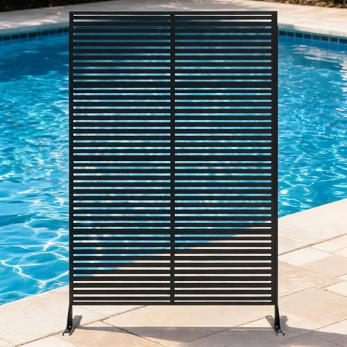 Towallmark Sichtschutzwand Metall freistehend, 180 x 117 cm, Dekorativer Sichtschutz für Garten, Terrasse & Balkon, Outdoor Paravent Trennwand