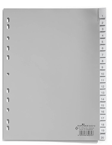 Durable 644310 Indexes with Sealed Tabs and Insert Labels 20, grå